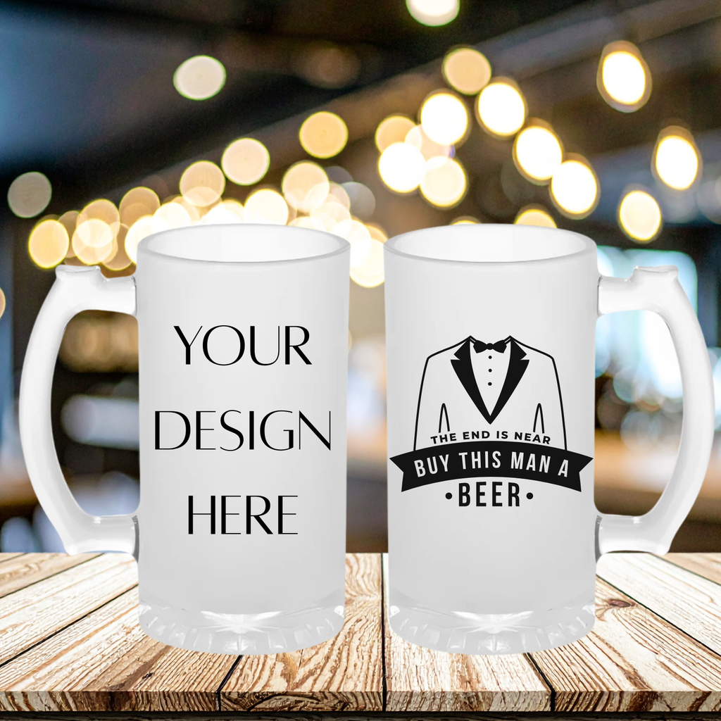 Beer Mug - Frosted Glass - 16oz (set of 2)