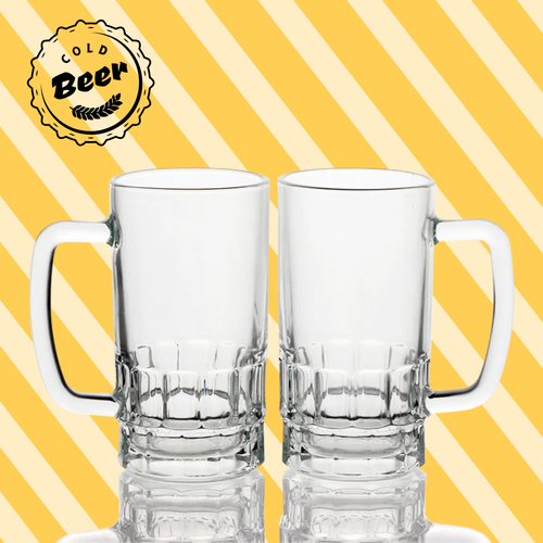 Beer Mug - Clear Glass - 16oz (set of 2)