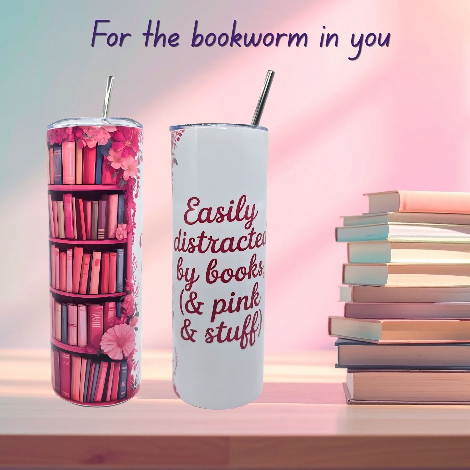 Pink and Books - 20oz SS Tumbler