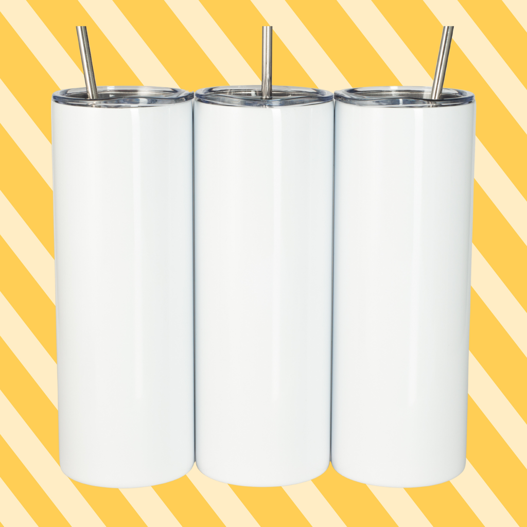 Stainless steel 20oz skinny tumbler with steel straw and cleaning brush