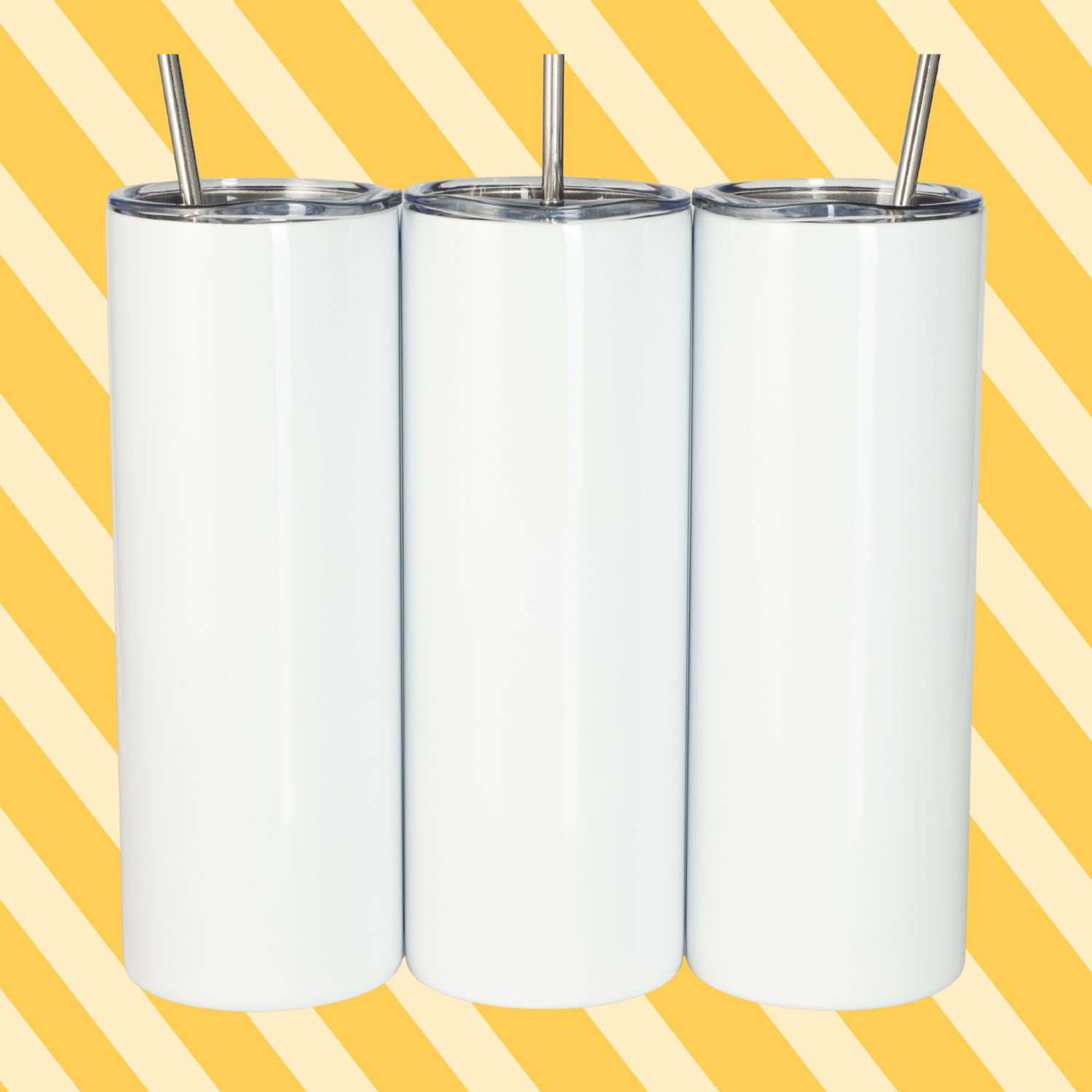 Stainless steel 20oz skinny tumbler with steel straw and cleaning brush